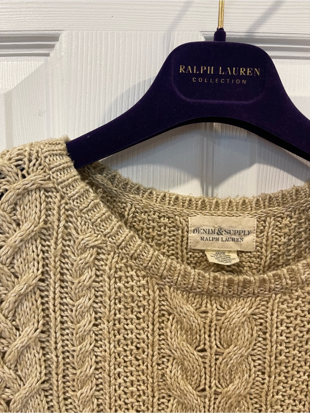 Denim & Supply Ralph Lauren Beige Cable Knit Crew Sweater